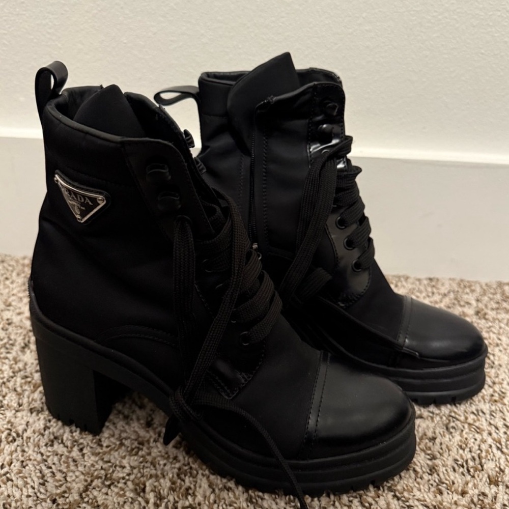 Prada Women's Black Lace-Up Boots